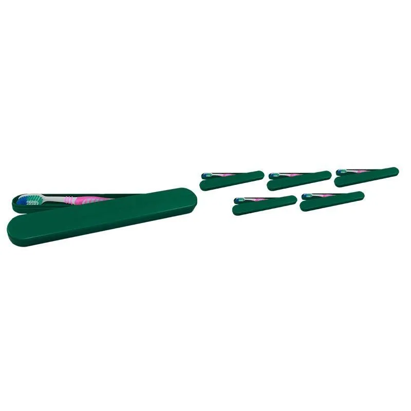 Kit 6 Porta Escova Dental Verde Plástico