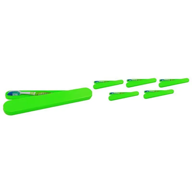Kit 6 Porta Escova Dental Verde Neon Plástico