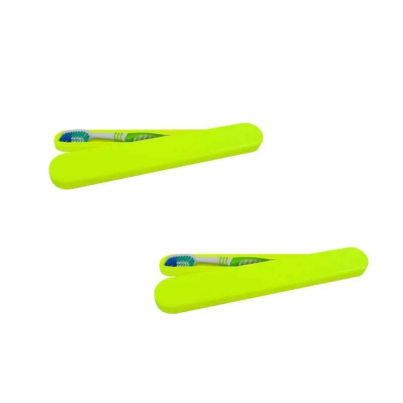 Kit 2 Porta Escova Dental Amarelo Neon Plástico