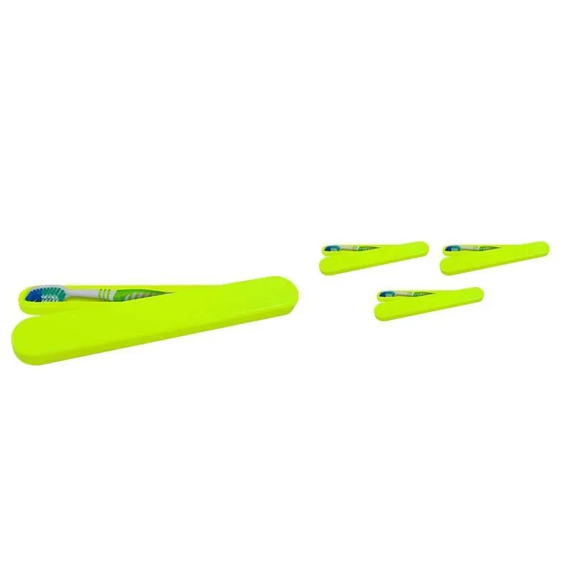 Kit 4 Porta Escova Dental Amarelo Neon Plástico