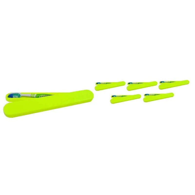 Kit 6 Porta Escova Dental Amarelo Neon Plástico