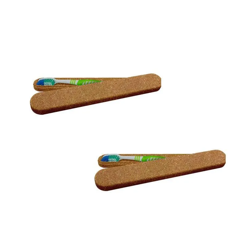 Kit 2 Porta Escova Dental Fibra Madeira Green