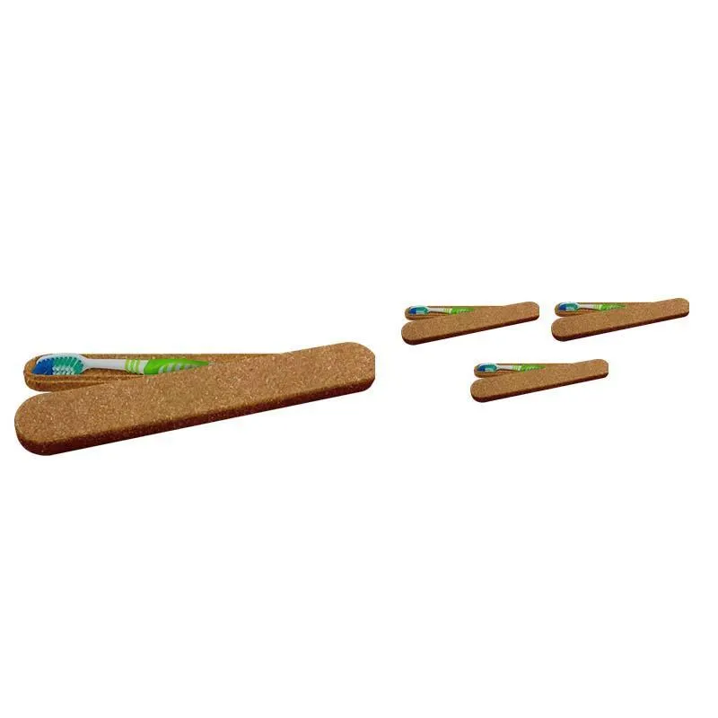 Kit 4 Porta Escova Dental Fibra Madeira Green