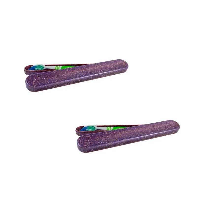 Kit 2 Porta Escova Dental Fibra Madeira Lilás