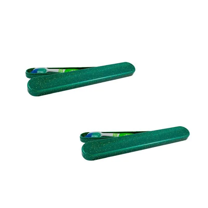Kit 2 Porta Escova Dental Fibra Madeira Verde