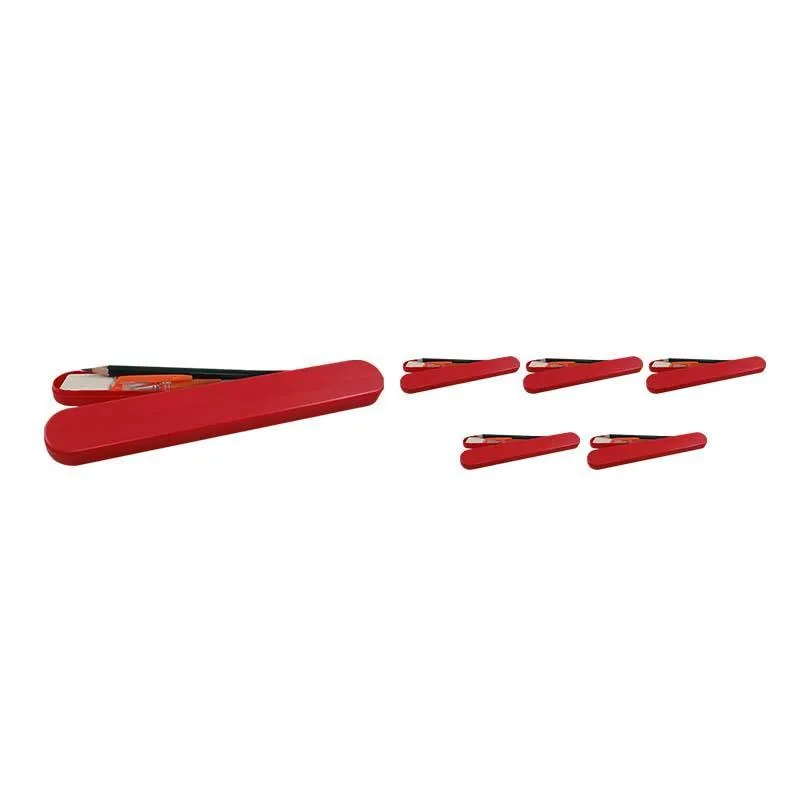 Kit 6 Mini Estojo Vermelho Plástico