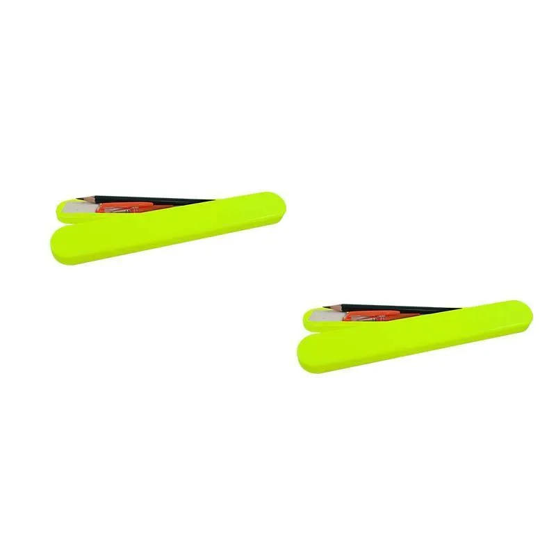 Kit 2 Mini Estojo Amarelo Neon Plástico
