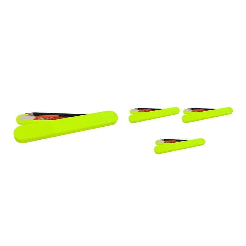 Kit 4 Mini Estojo Amarelo Neon Plástico