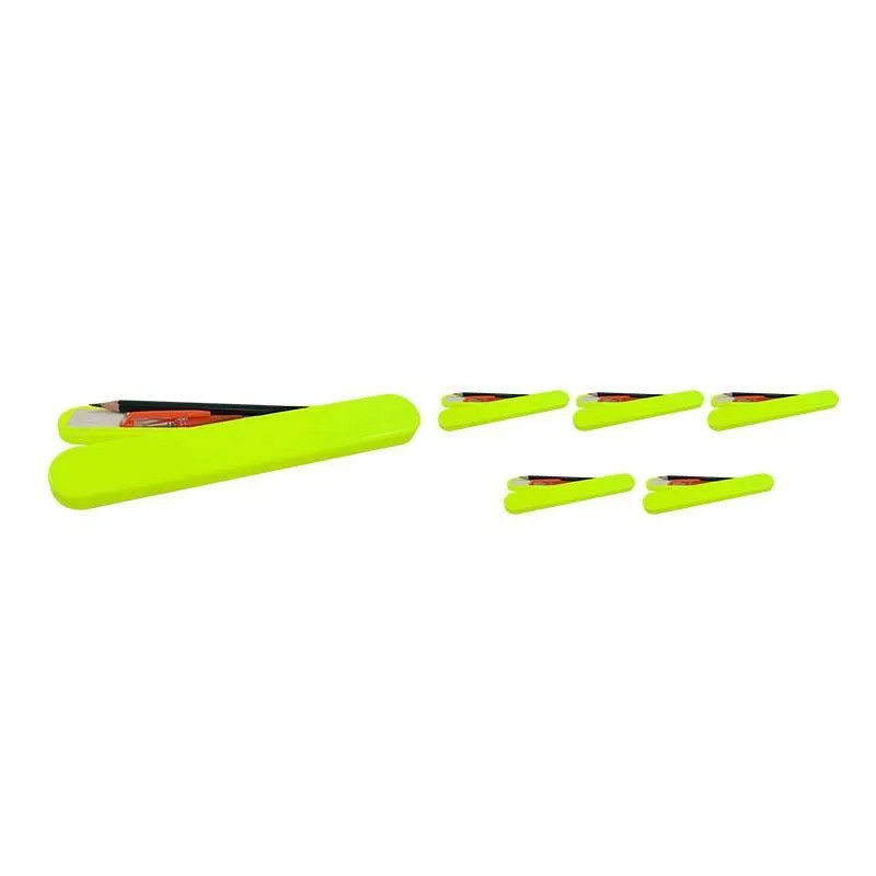 Kit 6 Mini Estojo Amarelo Neon Plástico