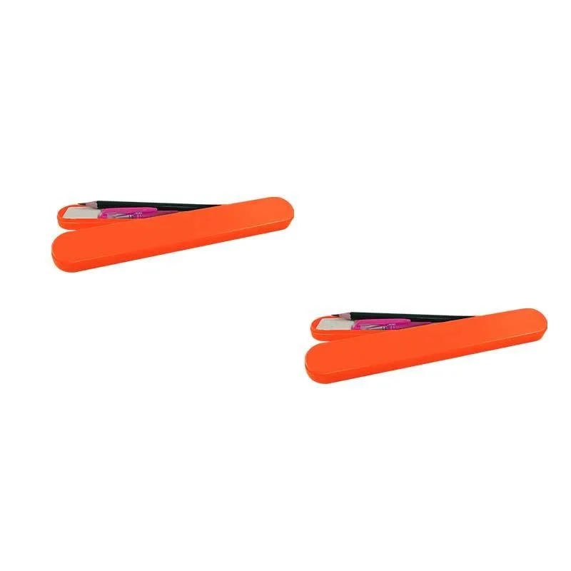 Kit 2 Mini Estojo Laranja Neon Plástico