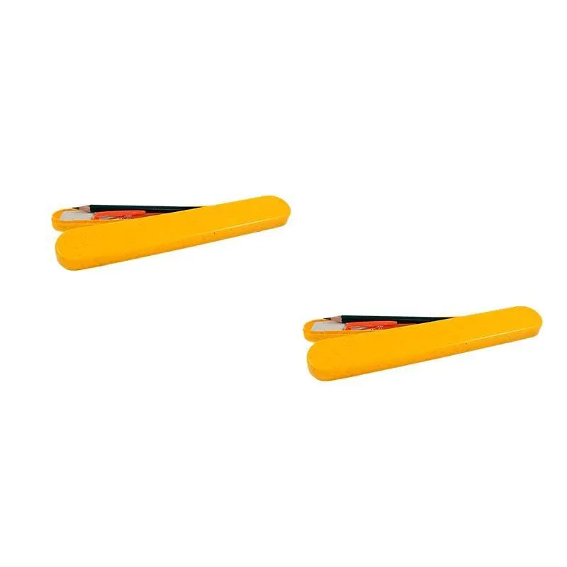 Kit 2 Mini Estojo Fibra Madeira Amarelo