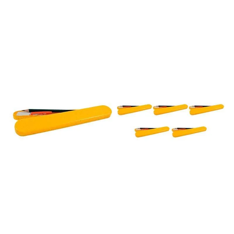Kit 6 Mini Estojo Fibra Madeira Amarelo