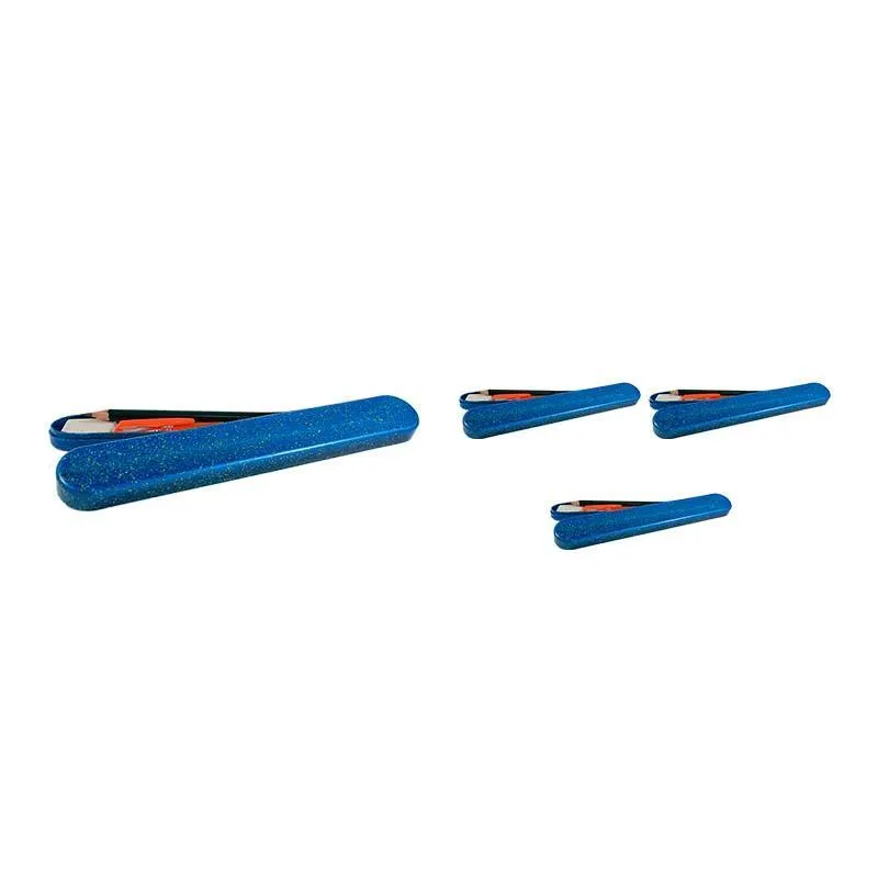 Kit 4 Mini Estojo Fibra Madeira Azul