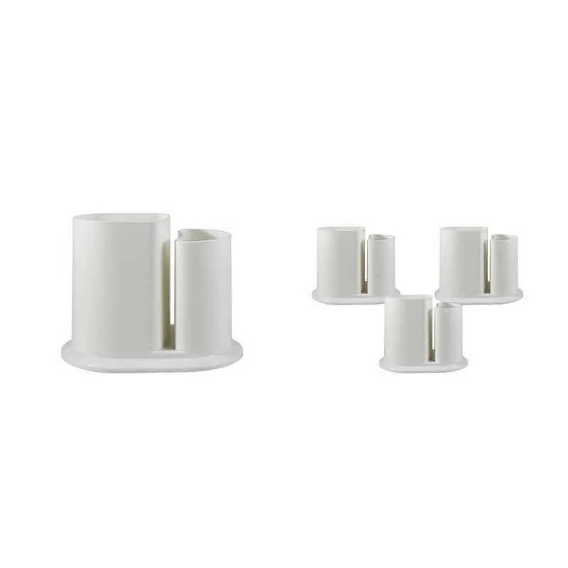 Kit 4 Porta Lápis Duo Branco Plástico