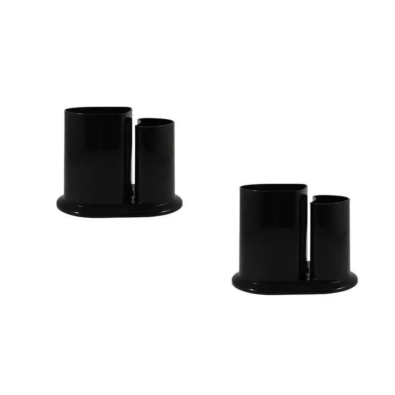 Kit 2 Porta Lápis Duo Preto Plástico