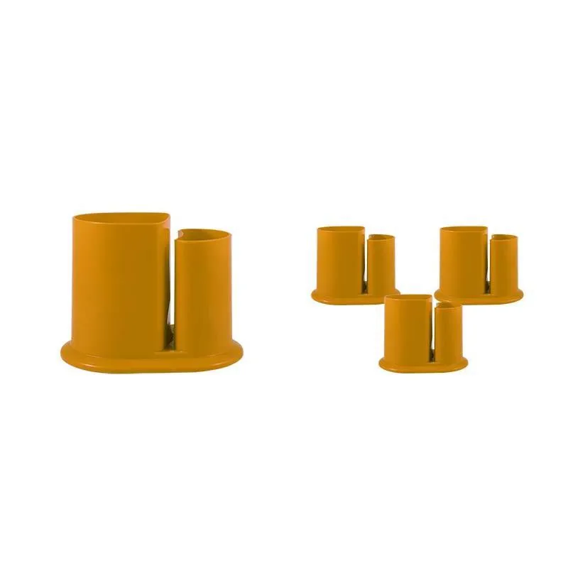 Kit 4 Porta Lápis Duo Amarelo Plástico