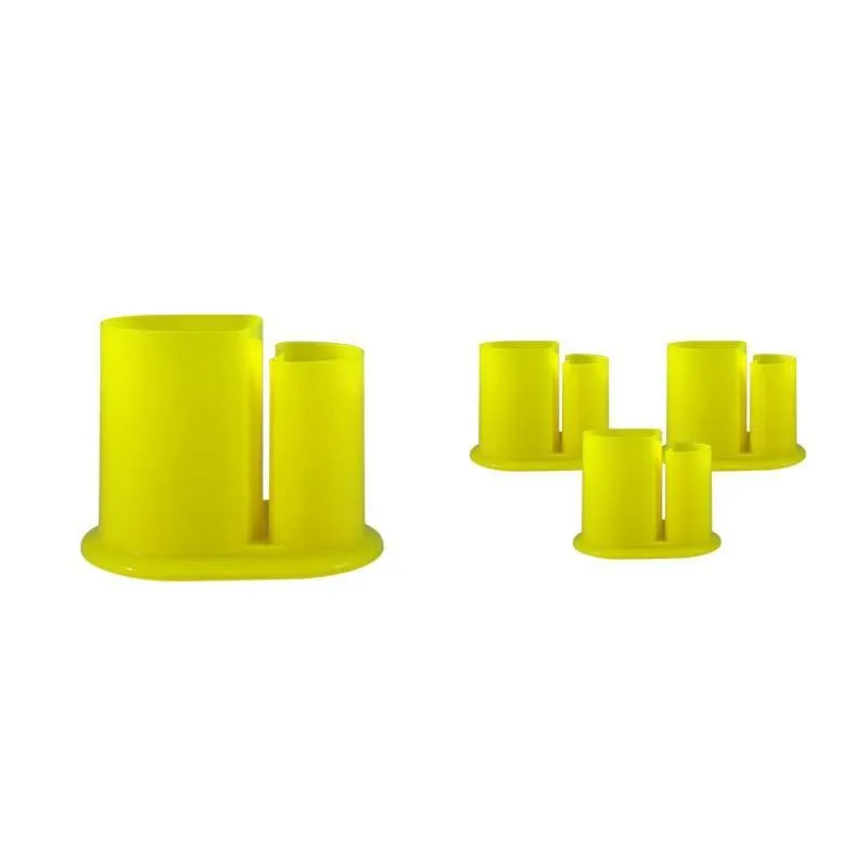 Kit 4 Porta Lápis Duo Amarelo Neon Plástico