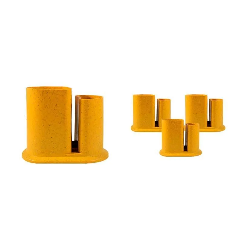 Kit 4 Porta Lápis Duo Fibra Madeira Amarelo