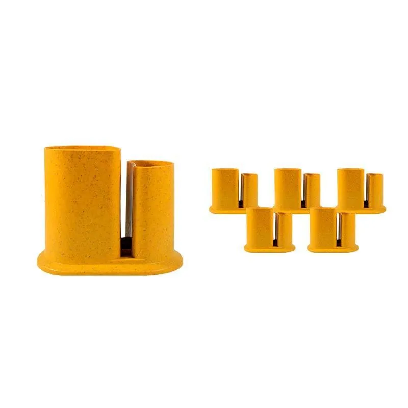 Kit 6 Porta Lápis Duo Fibra Madeira Amarelo