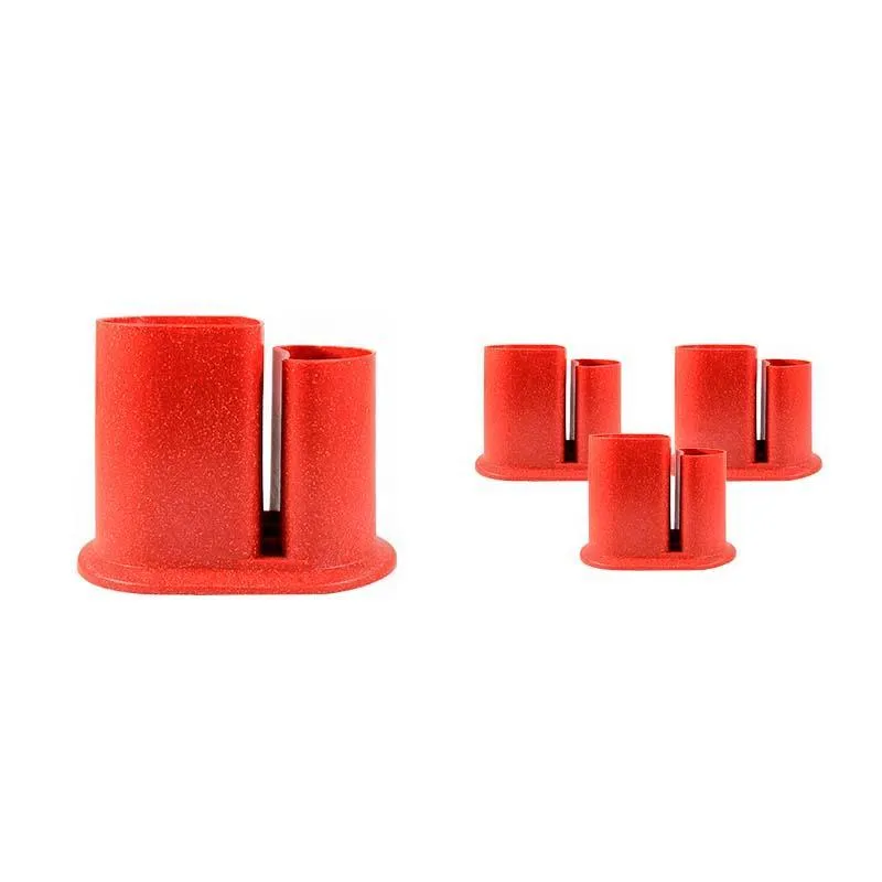 Kit 4 Porta Lápis Duo Fibra Madeira Vermelho