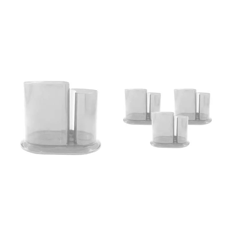 Kit 4 Porta Lápis Duo Cristal Transparente Plástico