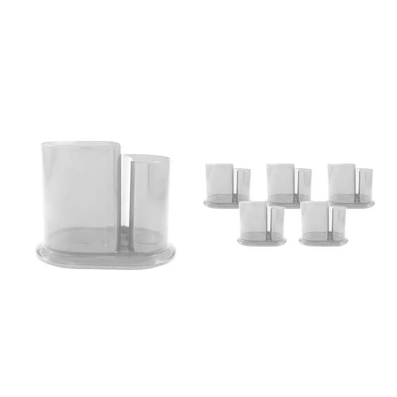 Kit 6 Porta Lápis Duo Cristal Transparente Plástico
