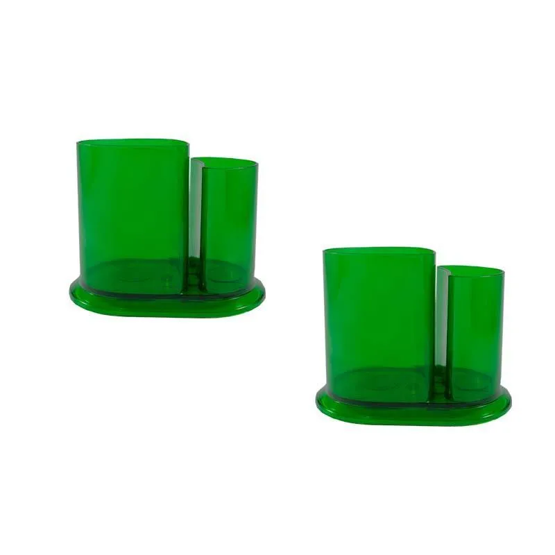 Kit 2 Porta Lápis Duo Cristal Verde Plástico