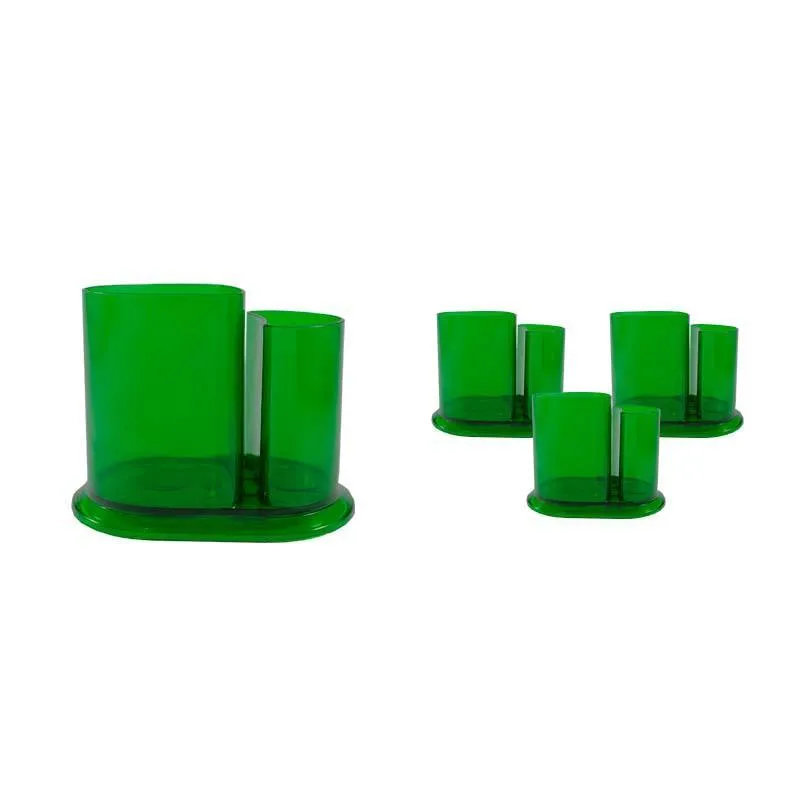 Kit 4 Porta Lápis Duo Cristal Verde Plástico