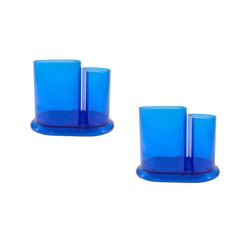 Kit 2 Porta Lápis Duo Cristal Azul Plástico