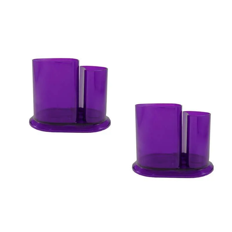 Kit 2 Porta Lápis Duo Cristal Lilás Plástico