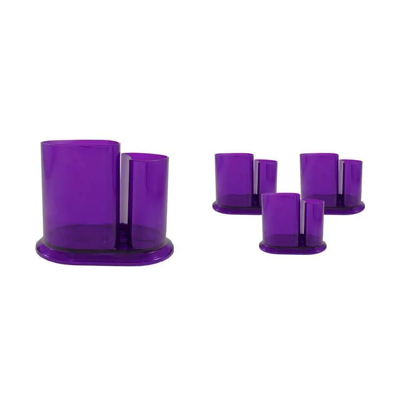 Kit 4 Porta Lápis Duo Cristal Lilás Plástico