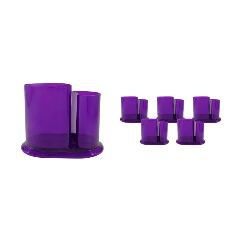 Kit 6 Porta Lápis Duo Cristal Lilás Plástico