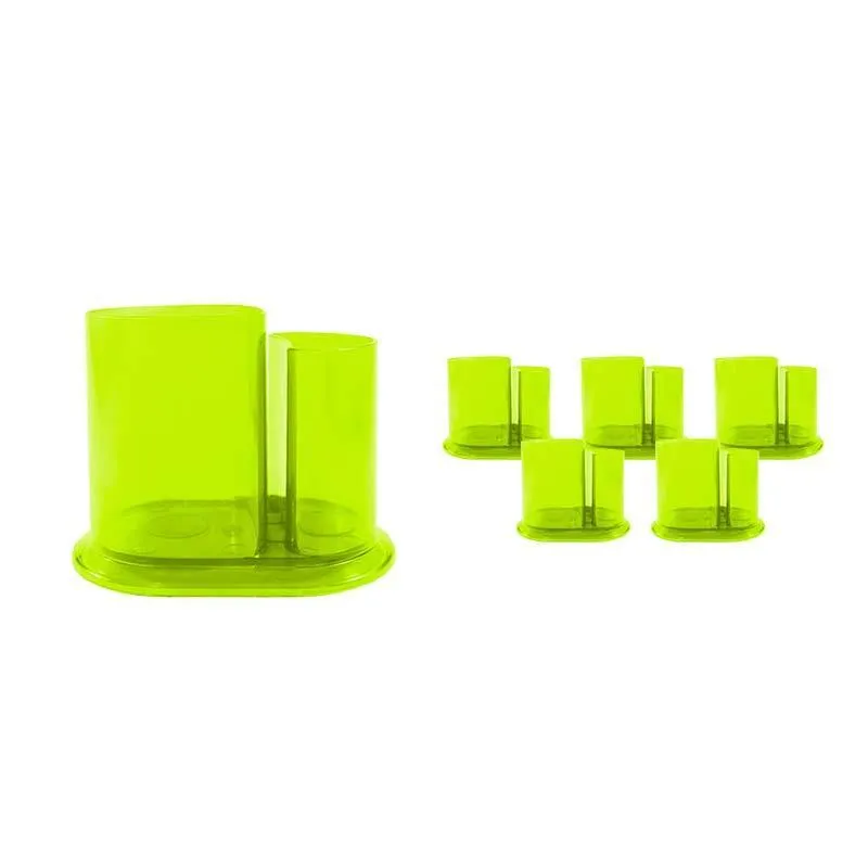 Kit 6 Porta Lápis Duo Cristal Amarelo Neon Plástico