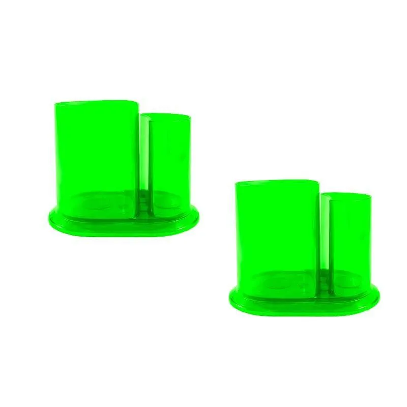 Kit 2 Porta Lápis Duo Cristal Verde Neon Plástico