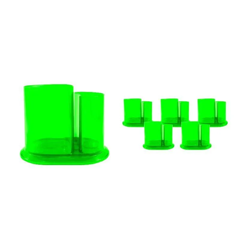 Kit 6 Porta Lápis Duo Cristal Verde Neon Plástico