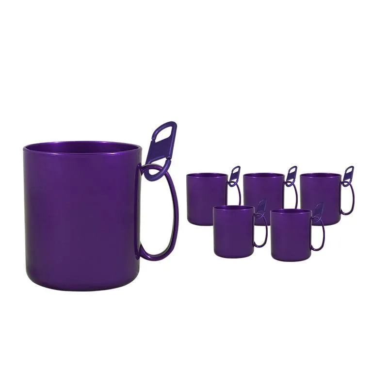 Kit 6 Caneca Redonda Clipe Lilás 400ml Plástico