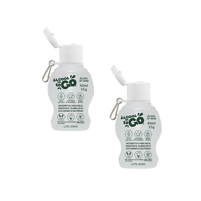 Kit 2 Chaveiro Álcool Gel 70 Togo 40ml/35g