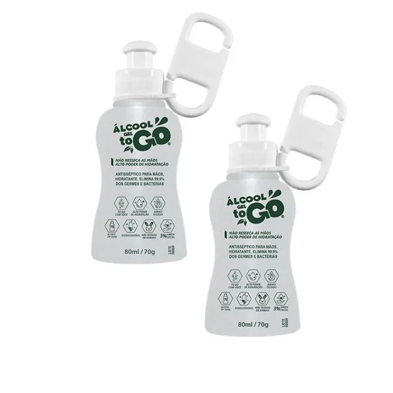 Kit 2 Chaveiro Álcool Gel 70 Togo 80ml/70g