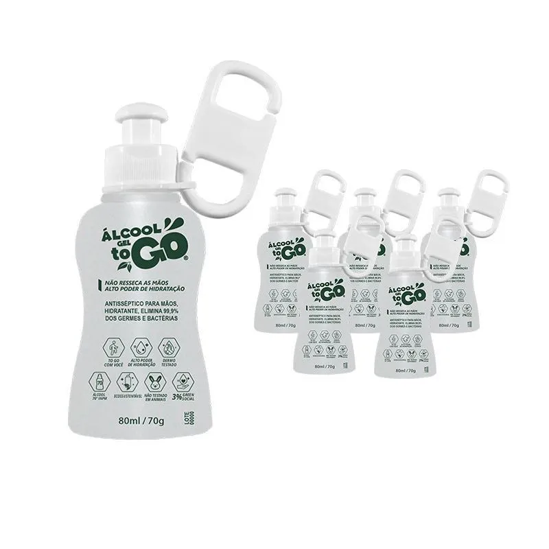 Kit 6 Chaveiro Álcool Gel 70 Togo 80ml/70g