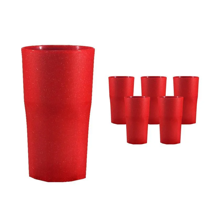 Kit 6 Copos Roma Fibra Madeira Green Colors Vermelho 360ml