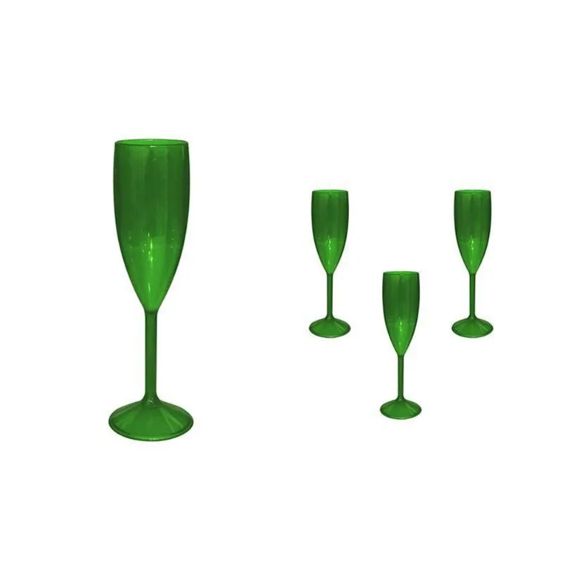 Kit 4 Taças Vip Cristal Verde 180ml Plástico Premium Fg