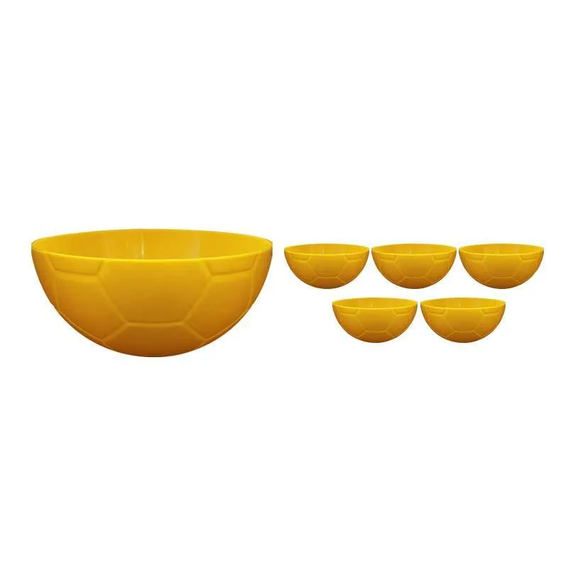 Kit 6 Petisqueira Futebol Amarelo 240ml Plástico Fg