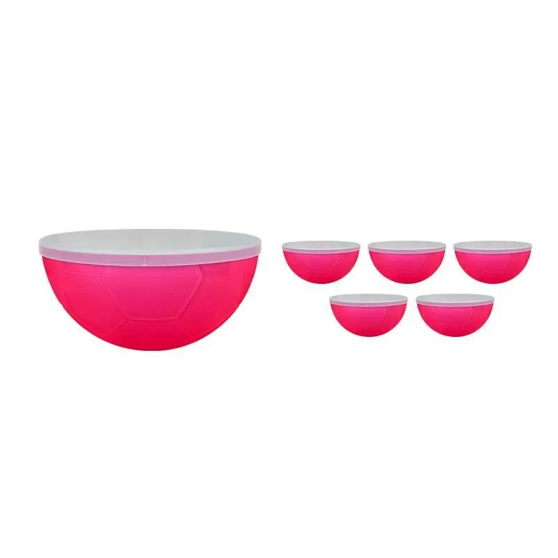 Kit 6 Petisqueira Futebol Tampa Rosa Neon 240ml Plástico Fg