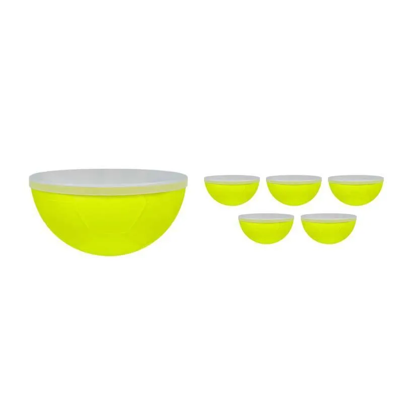 Kit 6 Petisqueira Futebol Tampa Amarelo Neon 240ml Plástico