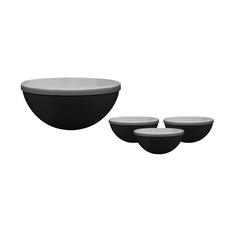 Kit 4 Mini Bowl Tampa Preto 240ml Plástico Premium Fg