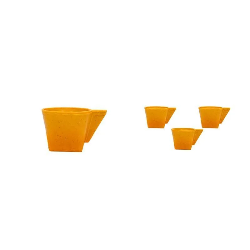 Kit 4 Xícara 50ml Fibra Madeira Amarelo Fg