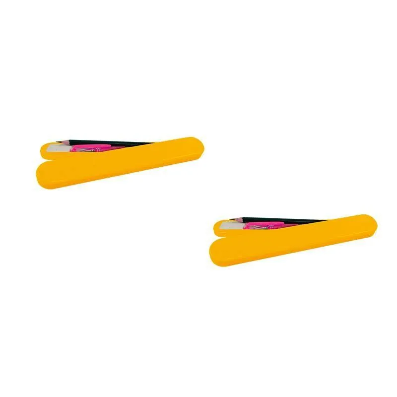 Kit 2 Mini Estojo Amarelo Plástico Fg