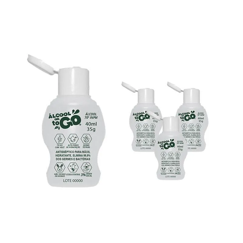 Kit 4 Álcool Gel 70 Togo 40ml/35g Fg