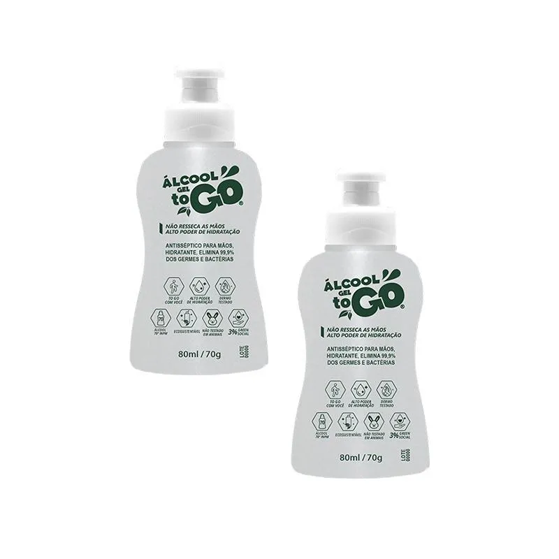 Kit 2 Álcool Gel 70 Togo 80ml/70g Fg