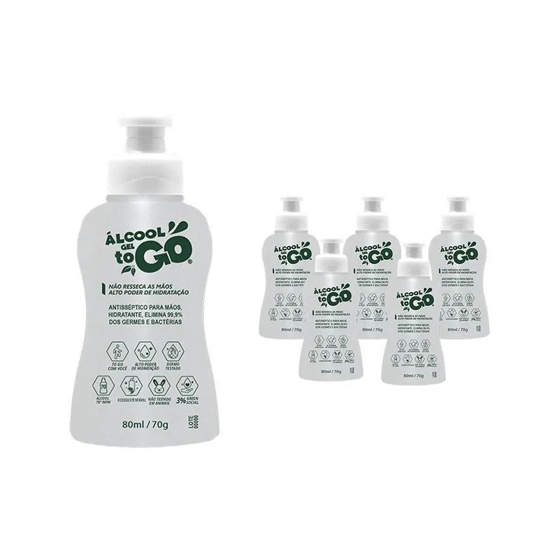 Kit 6 Álcool Gel 70 Togo 80ml/70g Fg